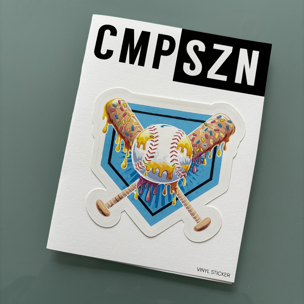 STICKER FOLDED NOTECARD-DRIPPY BASEBALL